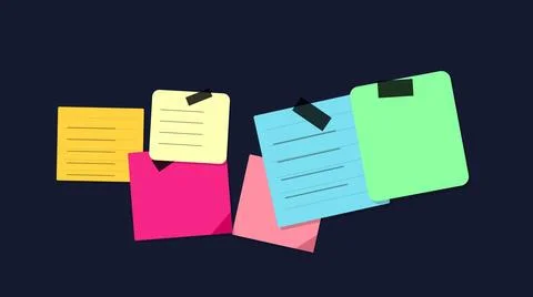 Colorful sticky notes floating in dark space Stock Illustration