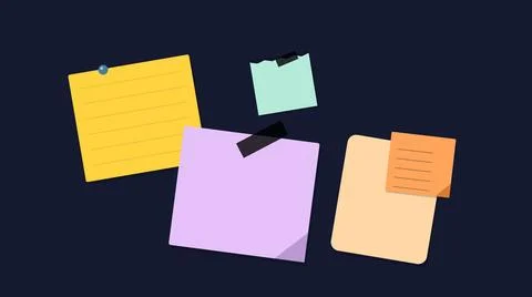 Colorful sticky notes floating in dark space Stock Illustration