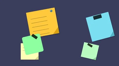 Colorful sticky notes floating in dark space Stock Illustration
