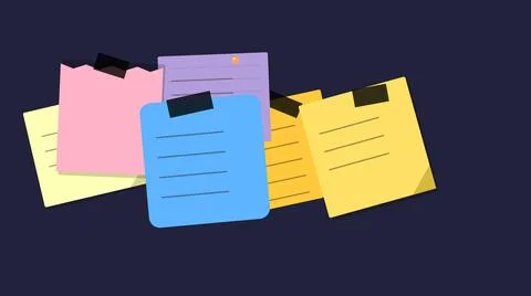 Colorful sticky notes floating in dark space Stock Illustration