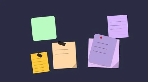 Colorful sticky notes floating on dark background Stock Illustration