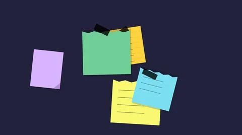 Colorful sticky notes floating on dark background 库存插图