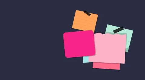 Colorful sticky notes floating on dark background Stock Illustration