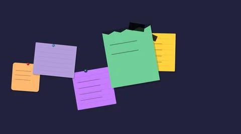 Colorful sticky notes floating on dark background Stock Illustration