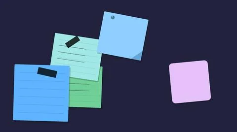Colorful sticky notes floating on dark background Stock Illustration