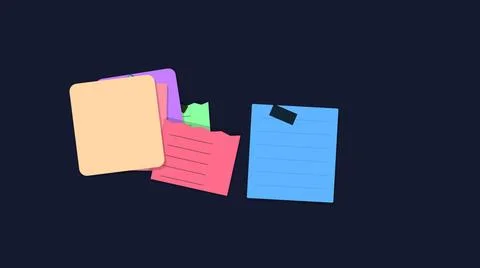Colorful sticky notes floating on dark background Stock Illustration