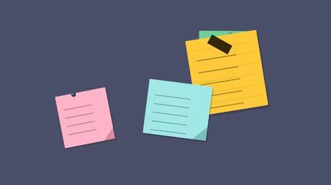 Colorful sticky notes floating on dark background Stock Illustration