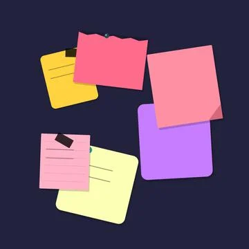 Colorful sticky notes floating in dark space Stock Illustration