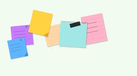 Colorful sticky notes floating on white 库存插图