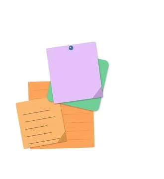 Colorful sticky notes with grid paper on table Stock Illustration