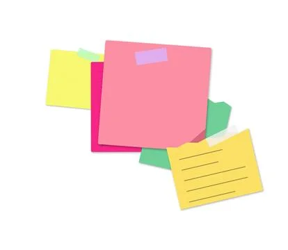 Colorful sticky notes with grid pattern floating 스톡 일러스트
