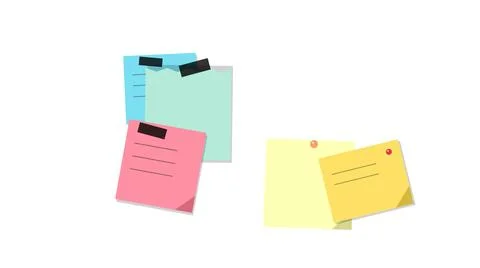Colorful sticky notes with icons floating Stock Illustration
