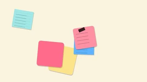 Colorful sticky notes with icons floating Stock Illustration