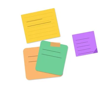 Colorful sticky notes with lines floating isolated 스톡 일러스트