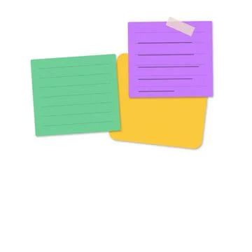 Colorful sticky notes with lines on white background Stock Illustration