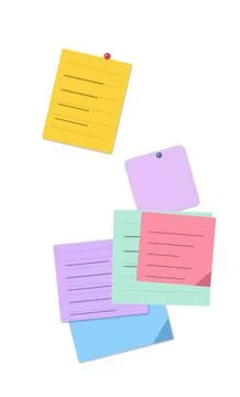 Colorful sticky notes with lists and doodles Stock Illustration
