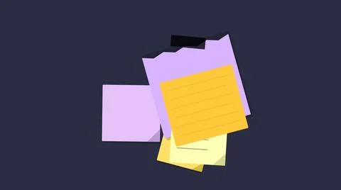Colorful sticky notes overlapping on dark background Stock Illustration