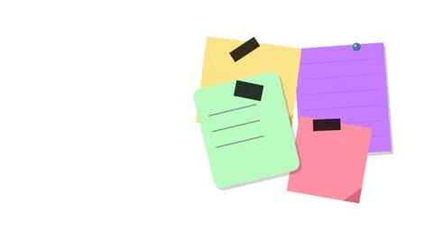 Colorful sticky notes with paper clips Stock Illustration