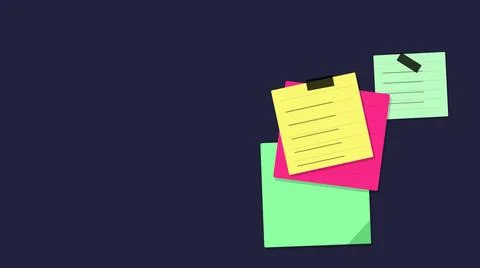 Colorful sticky notes with papers floating in air Stock Illustration