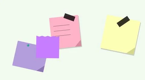 Colorful sticky notes pinned on a board Illustrazione stock