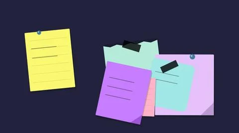 Colorful sticky notes pinned on dark background Illustrazione stock