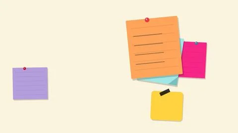 Colorful sticky notes pinned on wall Stock-Illustration