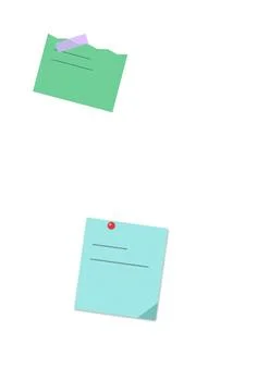 Colorful sticky notes with pins floating 스톡 일러스트