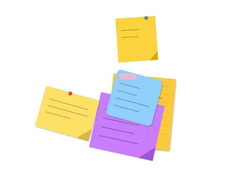 Colorful sticky notes with pins floating 스톡 일러스트