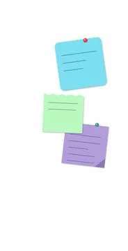 Colorful sticky notes with pins on a white background Stock Illustration