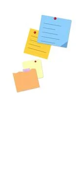 Colorful sticky notes with red pins floating 스톡 일러스트