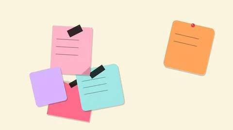 Colorful sticky notes scattered on plain background Stock Illustration