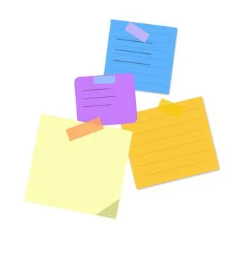 Colorful sticky notes scattered on white background Stock Illustration
