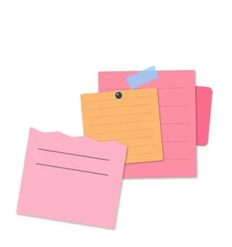 Colorful sticky notes scattered on white background Stock Illustration