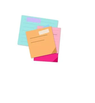 Colorful sticky notes stack on white background Stock Illustration