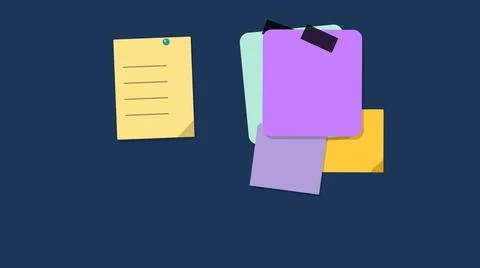 Colorful sticky notes stacked on dark background Stock Illustration