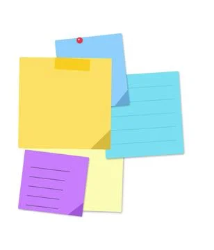 Colorful sticky notes with text and numbers Stock Illustration