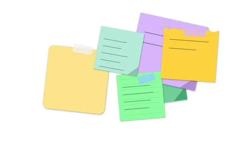 Colorful sticky notes with text on a flat surface Stock Illustration