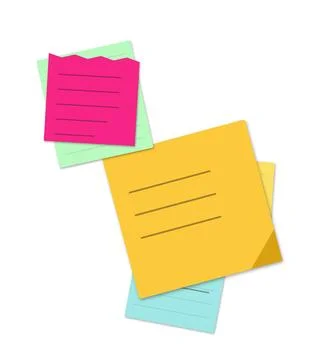 Colorful sticky notes with text floating in air Stock Illustration