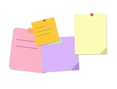 Colorful sticky notes with text floating Stock Illustration