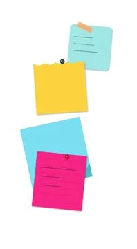 Colorful sticky notes with text floating in air 스톡 일러스트