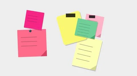 Colorful sticky notes with text floating in air Stock Illustration