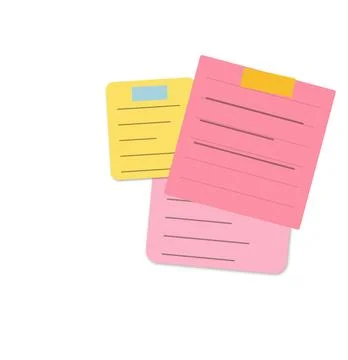 Colorful sticky notes with text stacked together 库存插图
