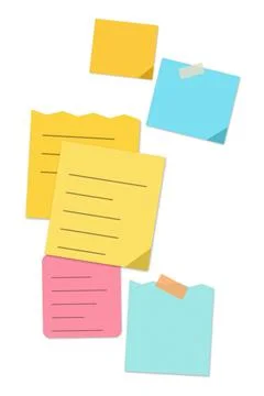 Colorful sticky notes with text on wall Stock Illustration