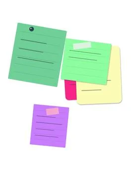 Colorful sticky notes with text on white background Stock Illustration