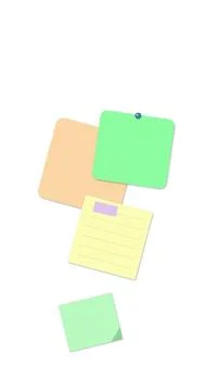 Colorful sticky notes with thumbtack on white background Stock Illustration
