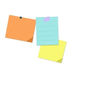 Colorful sticky notes with thumbtacks Stock Illustration