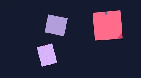 Colorful sticky notes with torn edges on dark background Stock Illustration