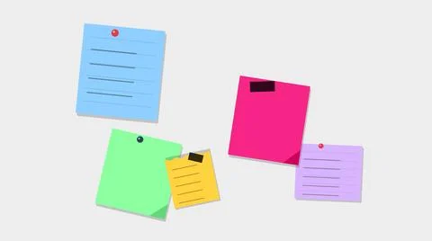 Colorful sticky notes with various messages floating Stockillustratie