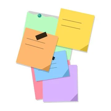 Colorful sticky notes vector illustration isolated on white background Stock Illustration