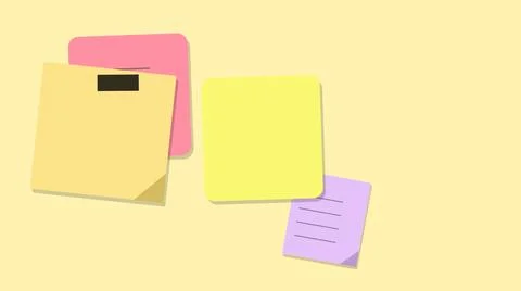 Colorful sticky notes on yellow background Stock Illustration